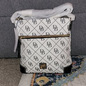 Dooney & Bourke White and Black Logo Crossbody